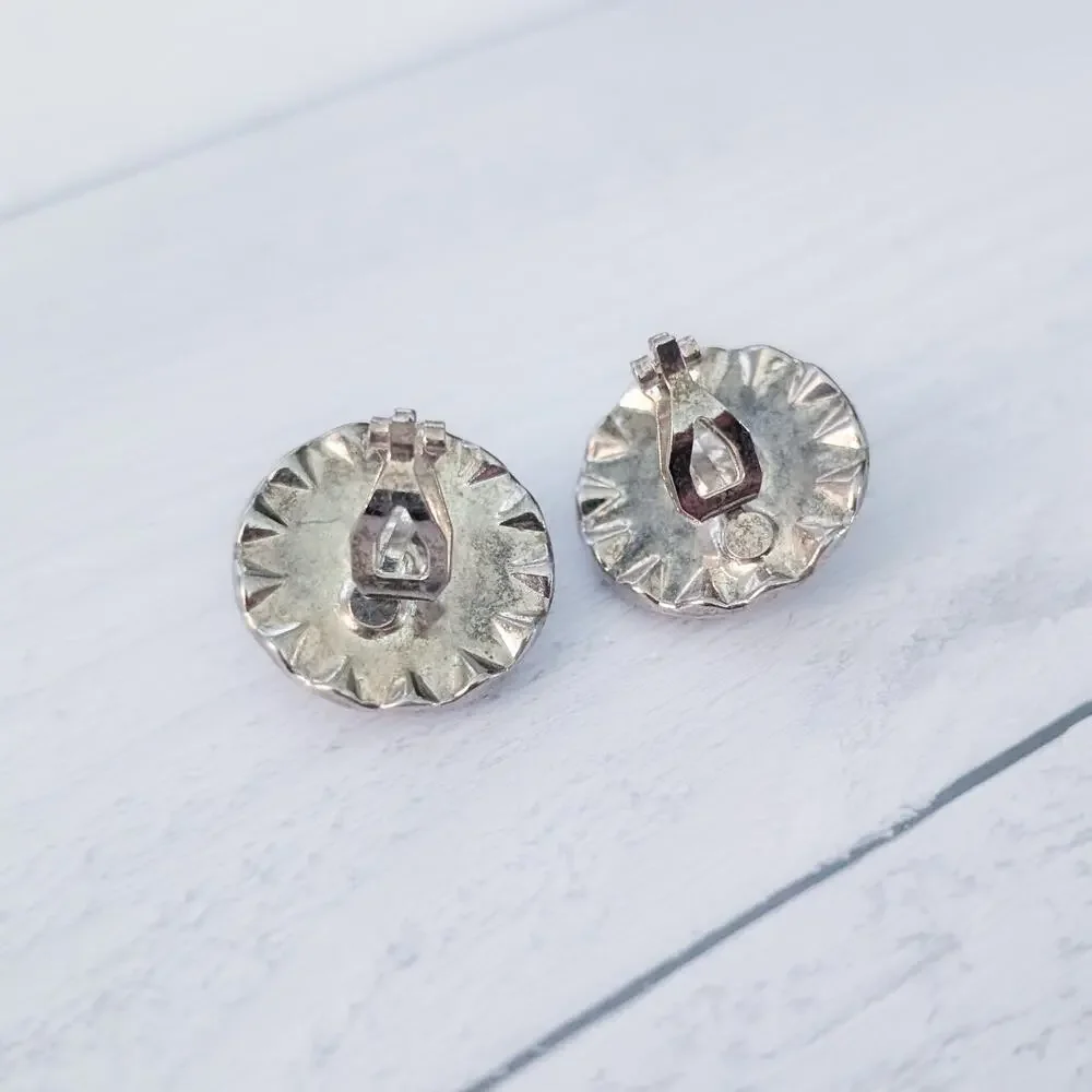 Vintage Clip On Earrings Large Clear with Clear Halo Costume Jewelry